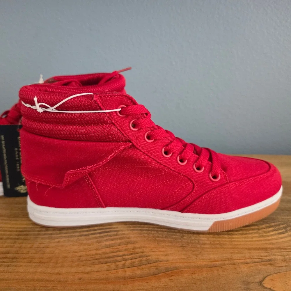 U.S. Polo Assn Womens High Top‎ Sneaker Red Mila4 Side Zip Canvas 6.5